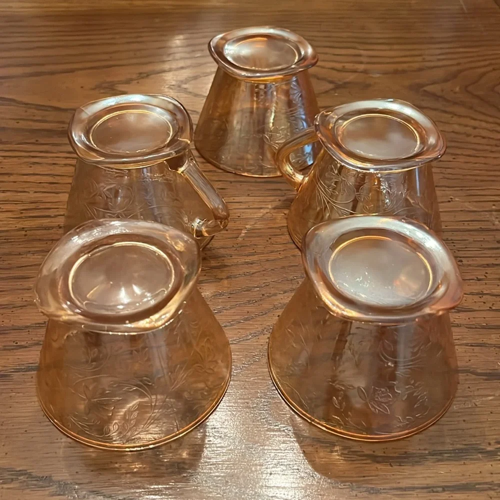 Jeannette‎ Floragold Louisa Depression Glass Tea Cups and bowls Iridescent